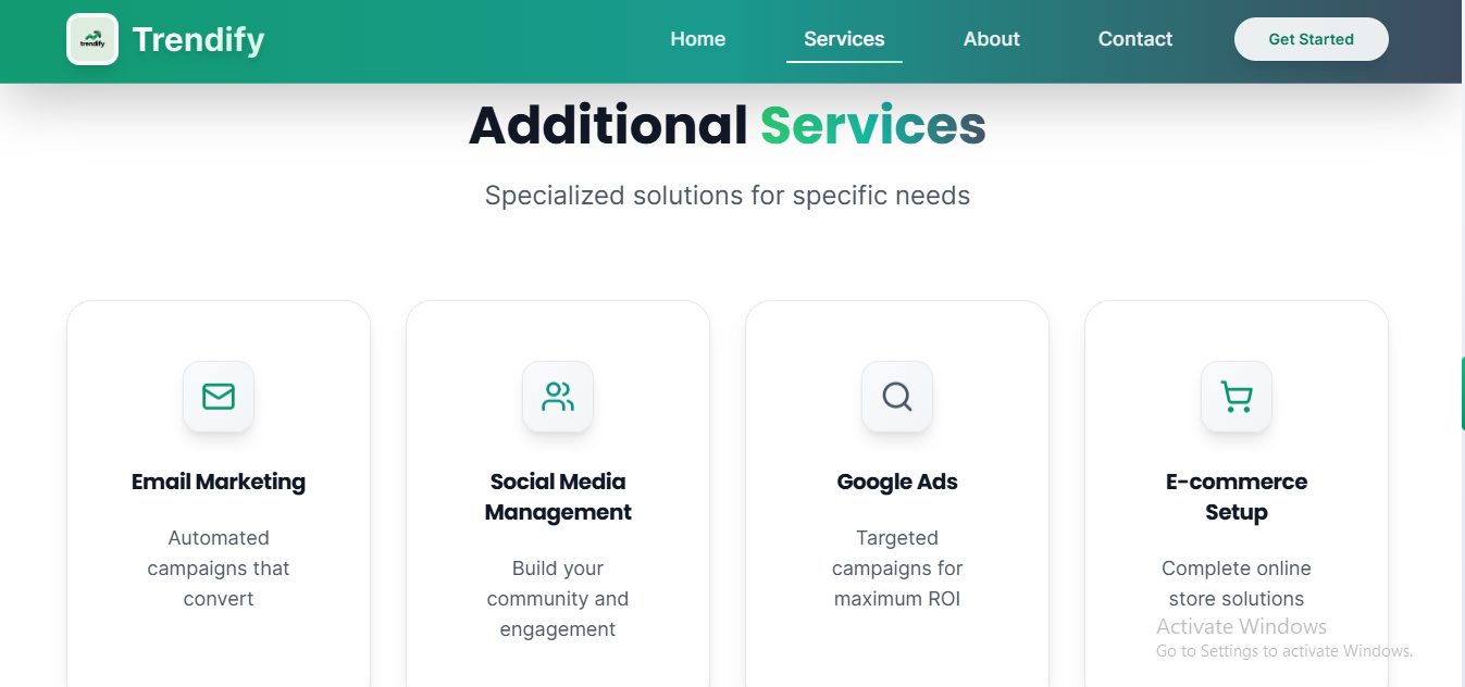 trendify services page